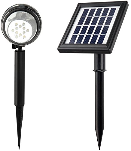 MicroSolar – 12 LED – Lithium Battery – 0.5 watt 50 Lumen (High Lumen) – Solar Spotlight – with 16 Foot Wire — Automatically Activates from Dusk to Dawn with Good Sunshine