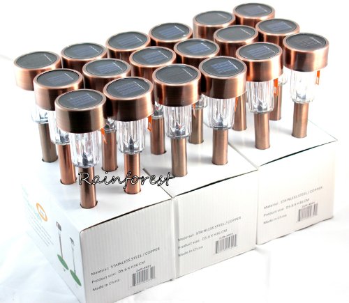 18-pack Outdoor Garden Solar Power Landscape Path Lights – Copper Finish Steel