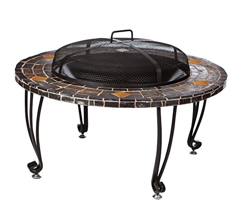 AmazonBasics Natural Stone Fire Pit with Copper Accents, 34-Inch