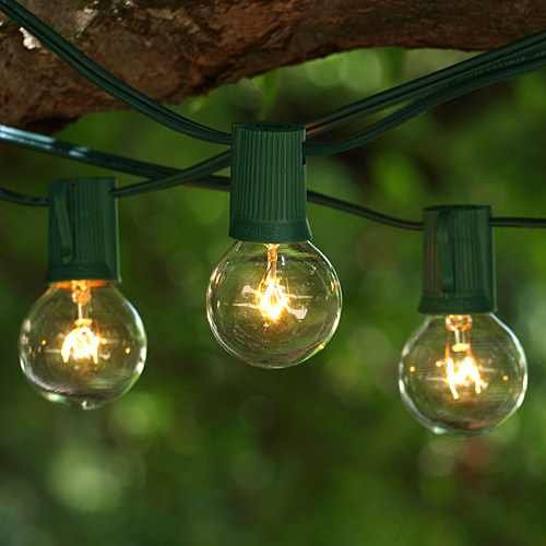 Brightech™ – AMBIENCE – String Light with 25 G40 Clear Globe Bulbs – UL Listed – Indoor and Outdoor Use – Natural Warm White Light – Use To Create The Warm Friendly Ambiance of a Wine Country Bistro or Summer Festival – With Frustration Free Eco Packaging