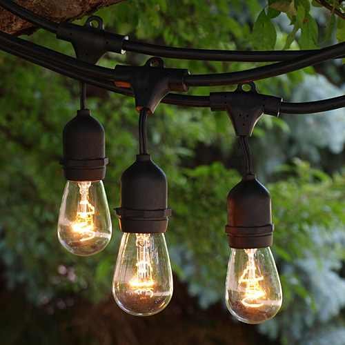 Brightech™ – Ambience PRO – Outdoor Commercial String Lights with included 11S14 Bulbs – UL Listed – Lighting with Unique Retro Look and Feel. 15 Heavy-duty Molded Rubber Light Sockets on a 42-feet String. Includes Hanging Loops for Easy Installation. Indoor-Outdoor. 3-Year Warranty.