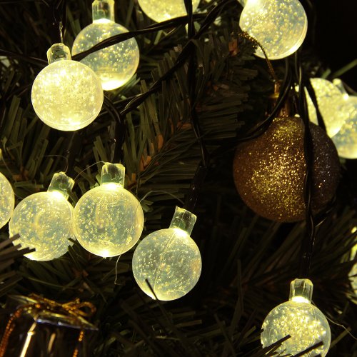 M&T TECH Outdoor Solar String Lights For Garden Patio Lawn Christmas Party Fence Window with 20 Warm White Crystal Ball