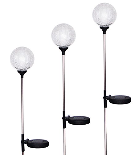Solar Crackle Glass Ball Lights, a Pack of 3 Pieces in a Set