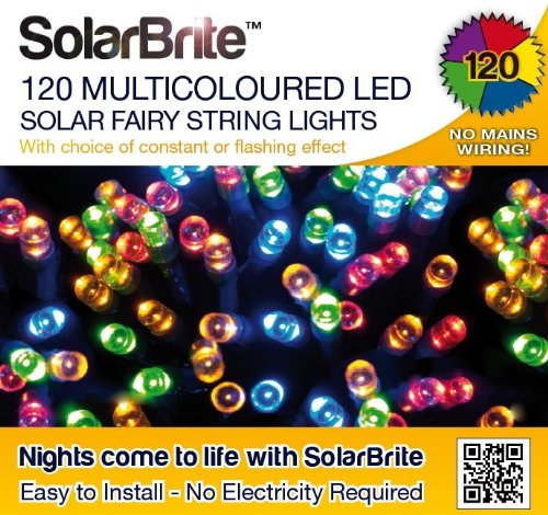 Solar Brite Solar Fairy Lights 120 Super Bright Multi Color LED Decorative String, Choice of Light Effect. Ideal for Trees, Gardens, Parties & More…