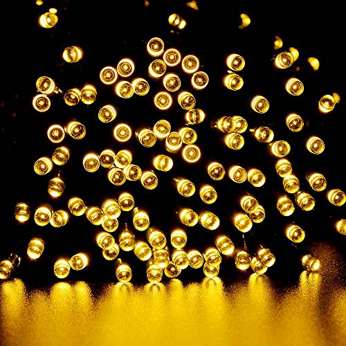 lederTEK Solar Christmas Lights 72ft 22m 200 LED 8 Modes Solar Fairy String Lights for Outdoor, Gardens, Homes, Wedding, Christmas Party, Waterproof (200 LED Warm White)