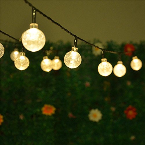 XKTTSUEERCRR 16.4 Feet 5 Meter 30 LED Warm White Crystal Ball Solar Powered String Light Globe Fairy Lighting for Fence Path Landscape Xmas Decoration