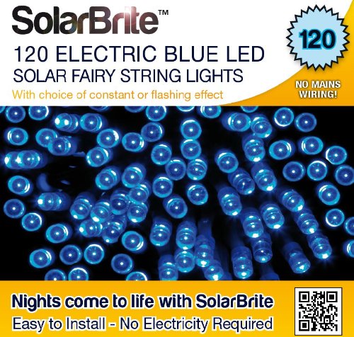 Solar Brite Solar Fairy Lights 120 Super Bright Blue LED Decorative String, Choice of Light Effect. Ideal for Trees, Gardens, Parties & More…