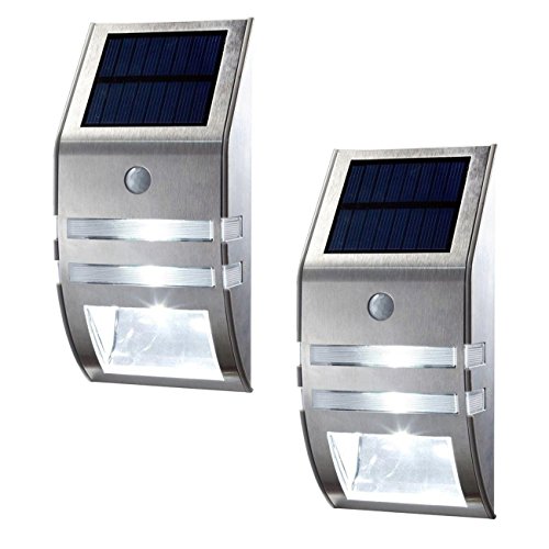 OxyLED® 2 Pack Solar Powered, Automatic Motion Sensor, Super Bright LED Wall Mount Path Accent/Security Light for Staircase, Step, Garden, Yard, Wall, Drive Way