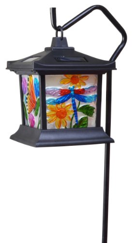 Moonrays 92276 Solar Powered Hanging Floral Stained Glass Light