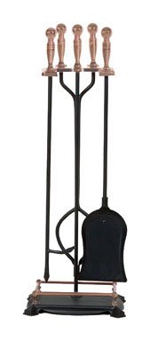 Panacea 15006 Antique Fireplace Toolset with Brass Handles, 5 Piece set