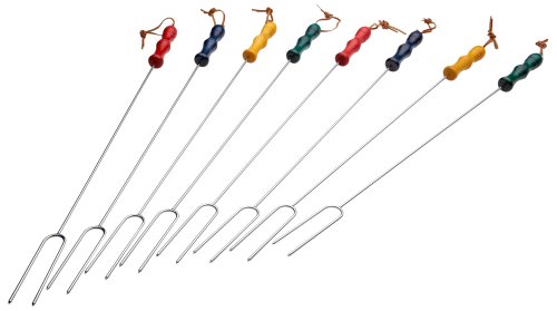 Rome Industries CS-2200 Rome’s 8 Piece Marshmallow Roasting Fork Set, Chrome Plated with Multi Colored Handles