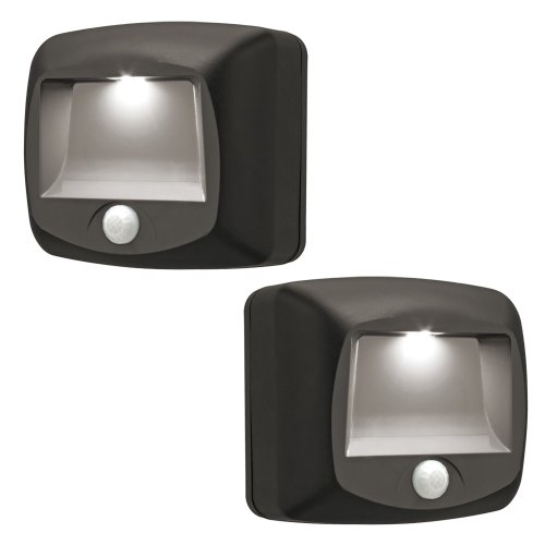 Mr. Beams MB522 Battery Operated Indoor/Outdoor Motion-Sensing LED Step/Stair Light, Brown, 2-Pack
