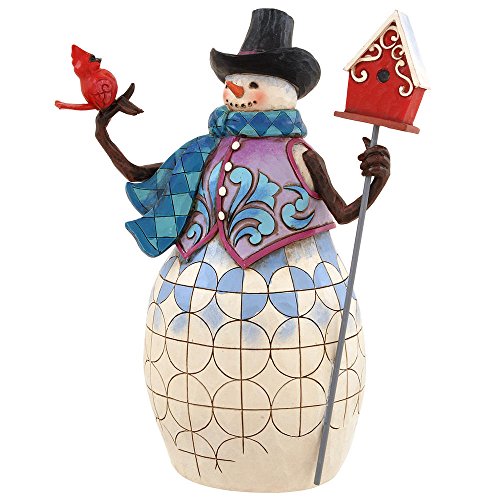 Jim Shore Heartwood Creek Wonderful Winter Snowman with Cardinal and Birdhouse Figurine