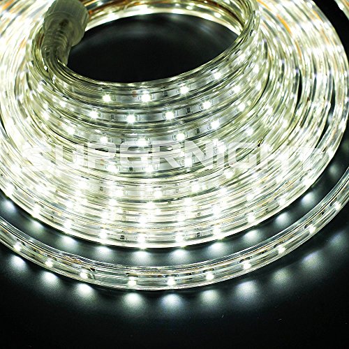 DVW 5m / 16.4Ft SMD 3528 300 LEDs Strip Lights, Flexible Light Strip AC 110V High Voltage Kits,Waterproof Tube Indoor decoration Light Rope,60 LEDs/M wedding Christmas Lighting DIY Light Set-Color:Pure White