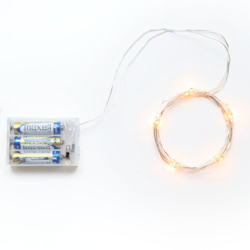 Rtgs Micro LED 20 Super Bright Warm White Color Lights Battery Operated on 7.5 Ft Long Silver Color Ultra Thin String Wire [NEWEST VERSION] + 100% RTGS Products Satisfaction Guarantee