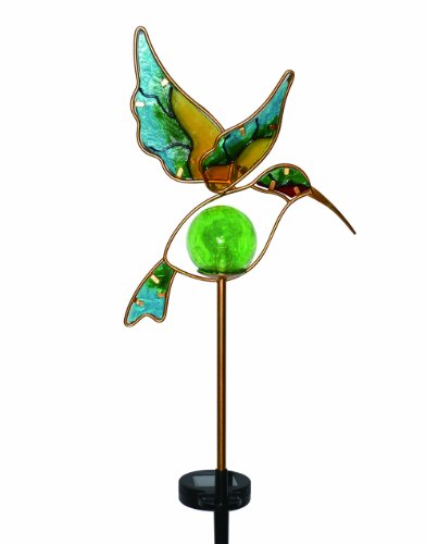 Moonrays 91444 Solar Powered Garden Glass Hummingbird Stake Light