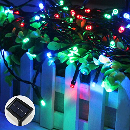 Esco-Lite 200led Solar Christmas Fairy String Rope Lights with Larger solar panel Multi color RGB Colorful