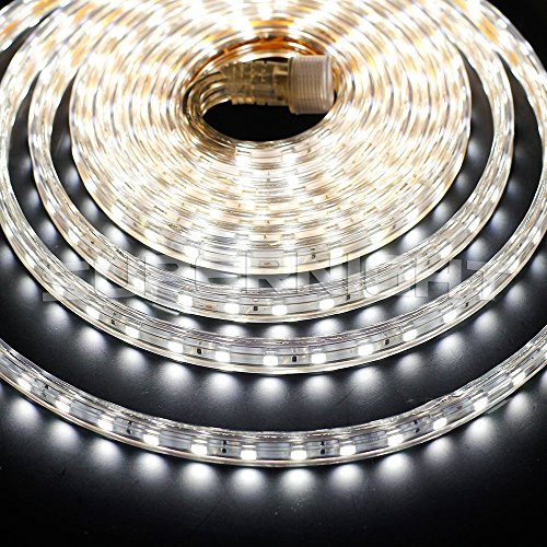 DVW 5m / 16.4Ft SMD5050 300 LEDs Strip Lights, Flexible Light Strip AC 110V High Voltage Kits,Waterproof Tube Indoor decoration Light Rope,60 LEDs/M wedding Christmas Lighting DIY Light Set-Color:cool white