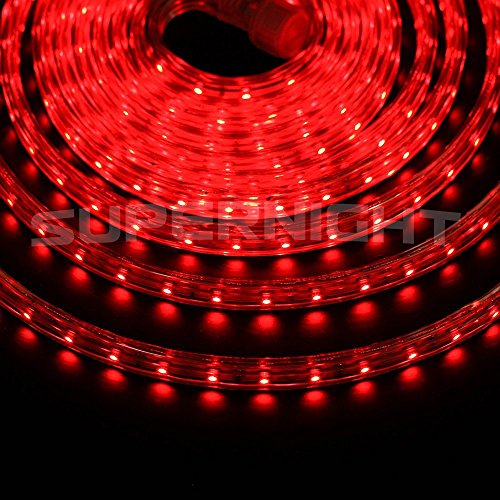 DVW 5m / 16.4Ft SMD 3528 300 LEDs Strip Lights, Flexible Light Strip AC 110V High Voltage Kits,Waterproof Tube Indoor decoration Light Rope,60 LEDs/M wedding Christmas Lighting DIY Light Set-Color:Red