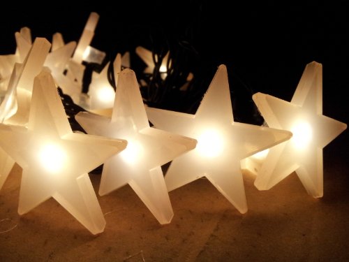 M&T TECH Solar Outdoor String Lights 20 Star for Garden,Patio,Outside Party,Fence,Christmas,Wedding(Warm White)