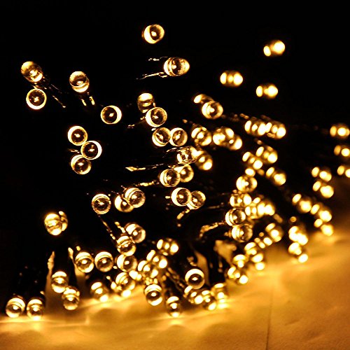 GRDE™ 22m 72ft 200 LED Solar Powered String Light Holiday Fairy Lights for Outdoor Gardens Patio Lawn Porch, Gate Yard Homes Christmas Parties, Weddings Xmas Easter Festivals (Warm White, 200LED)