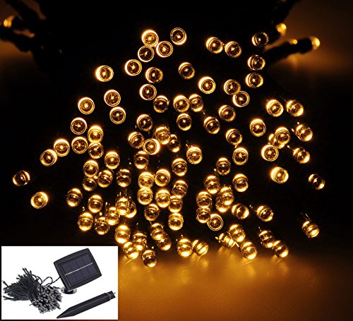 Brightown 72ft/22m 200 LED Solar Fairy String Lights for Outdoor, Gardens, Patio, Lawn, Porch, Gate, Yard, Trees, Homes, Christmas Party, Color Warm White, Guarantee for Three Month Replacement