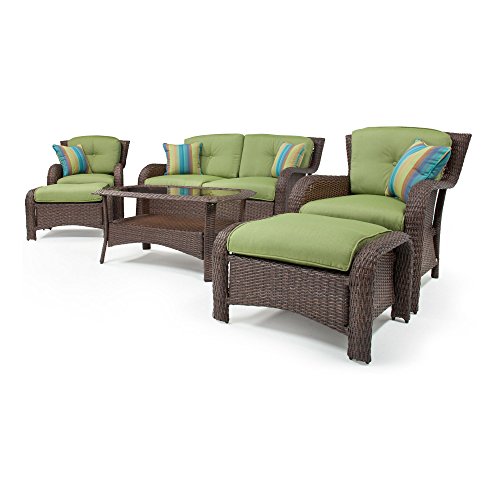 Sawyer 6 Piece Deep Seating Set (Wicker, Green) by La-Z-Boy Outdoor