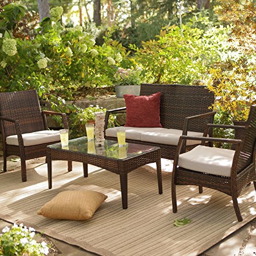 Coral Coast Coral Coast Parkville All-Weather Wicker Conversation Set – Seats 4, Resin Wicker