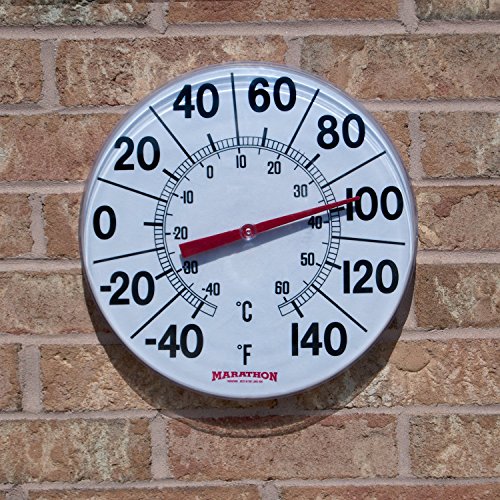 Marathon Housewares BA03002F Large 12″Institutional Indoor / Outdoor Thermometer, White