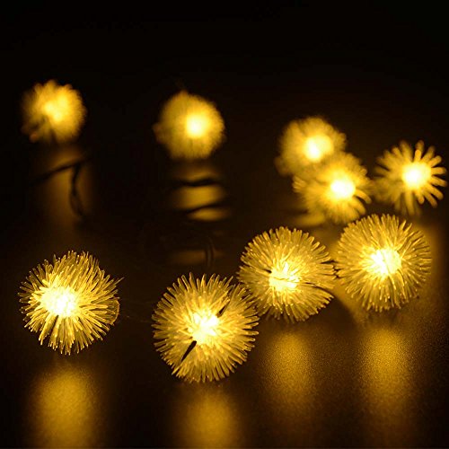 lederTEK Solar Outdoor String Fairy Lights 15ft 20 LED Ball for Homes, Christmas, Gardens, Wedding, Party Decoration Waterproof (20 LED Warm White)