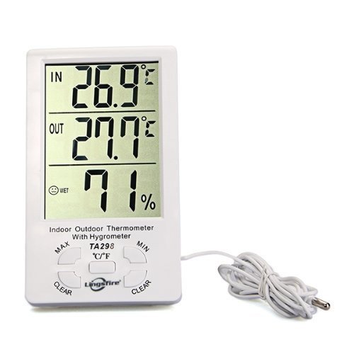 LingsFire® Digital LCD Indoor/Outdoor Thermometer Humidity Hygrometer With Min/ Max Value And Clock