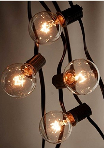 Brightown 25Ft Long Clear Globe String Lights with 25 G40 Bulbs, Christmas Indoor & Outdoor Lights Perfect for Backyards, Gazebos, Patios, Gardens, Pergolas, Decks, City Rooftops, Weddings, Bbq, Dinner Parties, Holidays – UL Listed Commercial Quality String Light Fixture for Indoor/Outdoor Use