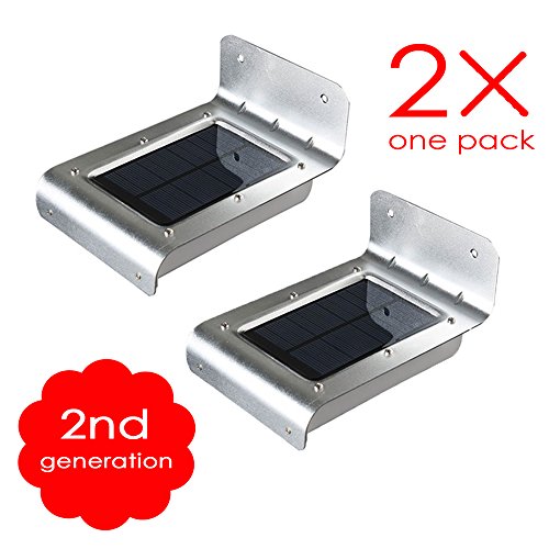 Solar LED Light [2nd Generation], E-Trends(TM) 16 Bright LED Wireless Solar Powered Motion Sensor Light (Weatherproof, no batteries required), Eco-friendly. (2 pack)