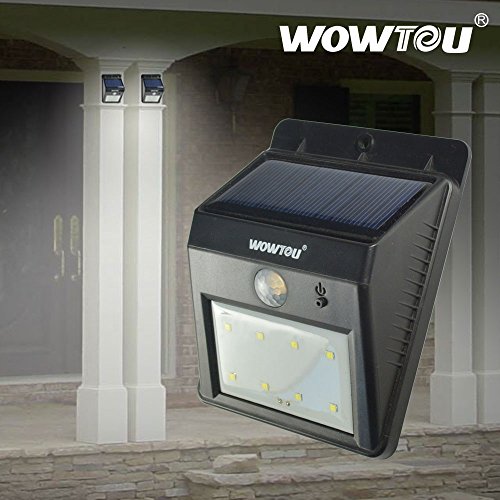 WOWTOU(R) 8 LED Battery Upgraded Unique Winter Snow Protection Bright LED Outdoor Waterproof Heatproof Wireless Solar Panel Powered Security Garage Corner LED Motion Sensor Nightlight Light