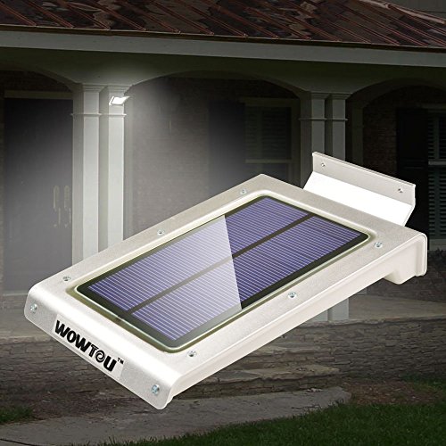 WOWTOU(TM) Aluminum Housing 46 Bright LED Wireless Solar Powered PIR Motion Sensor Outdoor Wall Mounted Garden Path Post Porch Light, Built in High Capacity Battery, Weatherproof, No Batteries Required