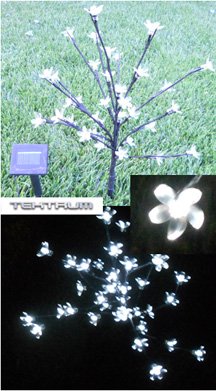 Tektrum 21″ Tall Solar 2-In-1 Cherry Blossom Tree Light with 36 White LED Flowers