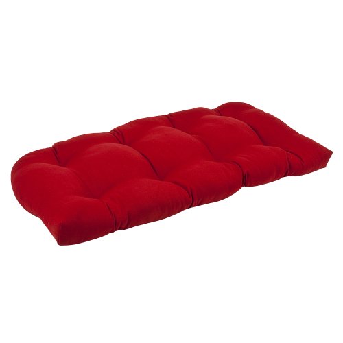 Pillow Perfect Indoor/Outdoor Red Solid Wicker Loveseat Cushion