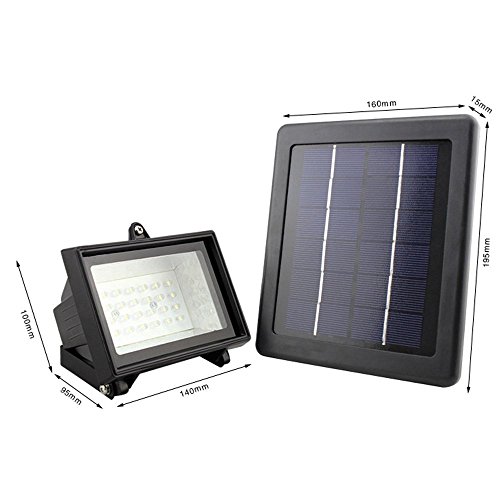 GRDE™ Rechargeable Waterproof Solar Powered 30 LED Outdoor Floodlight Super Bright Spot Light Wall Ground Mount White Lamp with Lithium Battery Inside for Lawn, Garden, Road, Hotel, etc.
