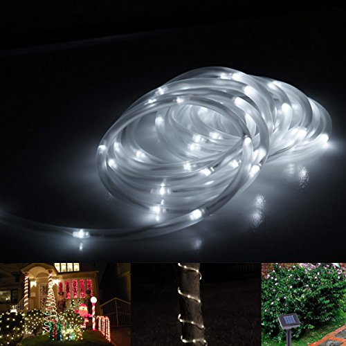 LE Solar Rope Lights, 23ft, Waterproof, 50 LEDs, 1.2 V, Daylight White, Portable, with Light Sensor, Outdoor Rope Lights, Ideal for Christmas, Wedding, Party