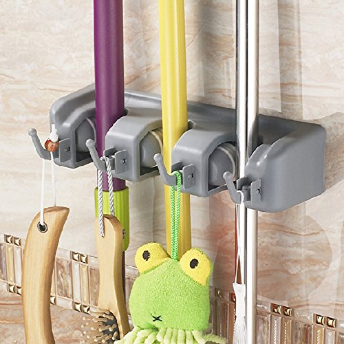 VDOMUS® Magic Holder Wall Organizer, Mop and Broom Holder, Wall Mounted Garden Tool Storage Tool Rack Storage , Hanger for Closet Garage Organizer Shed Organizer Basement Storage General Storage Wall Racks (3-position)