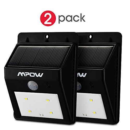 (2 Pack) Mpow® Solar Powerd Wireless LED Security Motion Sensor Light, Outdoor Wall/garden Lamp / Motion Sensor-detector Activated / for Patio, Deck, Yard, Garden, Home, Driveway, Stairs, Outside Wall, with Dusk to Dawn Dark Sensing Auto on / Off Function