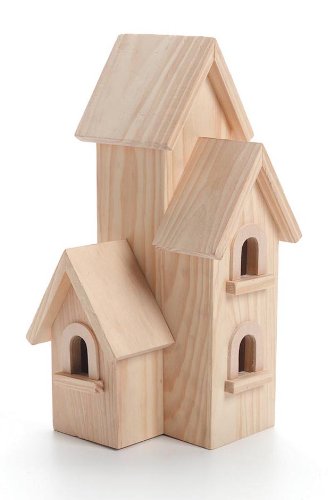 Darice 9166-54 Natural Wood Birdhouse Manhatton, 12-Inch