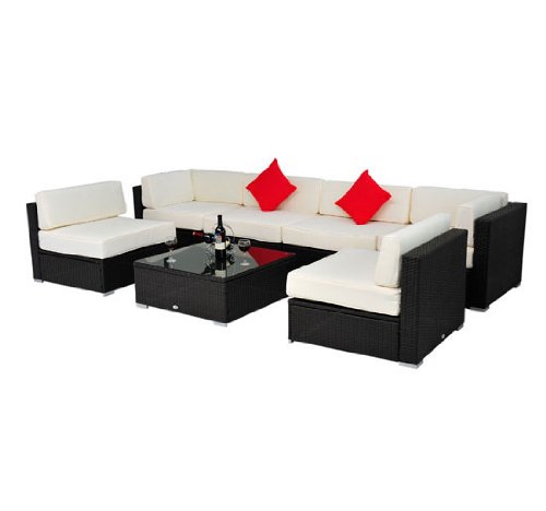 Outsunny Deluxe Outdoor Patio PE Rattan Wicker 7 pc Sofa Sectional Furniture Set