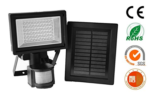 Solar Motion Lighting LED Outdoor Light with Motion Sensor, Solar Panel, Color Black for Home Security and Outdoor Lighting