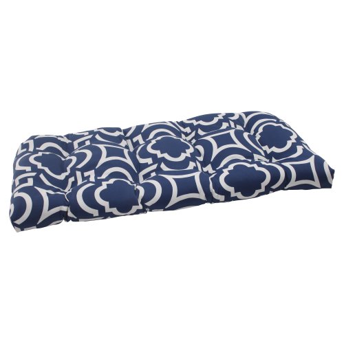 Pillow Perfect Indoor/Outdoor Carmody Wicker Loveseat Cushion, Navy