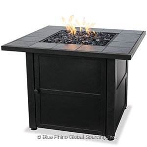 UniFlame LP Gas Outdoor Fire Bowl with Slate Tile Mantel