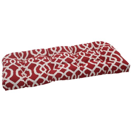 Pillow Perfect Indoor/Outdoor New Geo Wicker Loveseat Cushion, Red