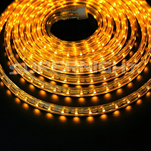 DVW 5m / 16.4Ft SMD 3528 300 LEDs Strip Lights, Flexible Light Strip AC 110V High Voltage Kits,Waterproof Tube Indoor decoration Light Rope,60 LEDs/M wedding Christmas Lighting DIY Light Set-Color:Yellow