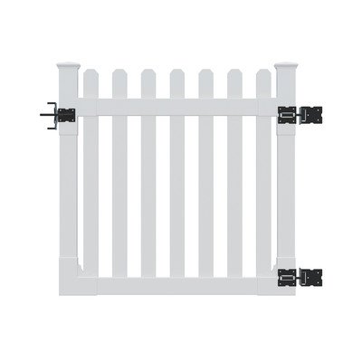 WamBam Traditional 4 by 4-Feet Premium Classic Vinyl Picket Gate with Powder Coated Stainless Steel Hardware