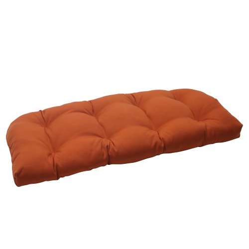 Pillow Perfect Indoor/Outdoor Cinnabar Wicker Loveseat Cushion, Burnt Orange